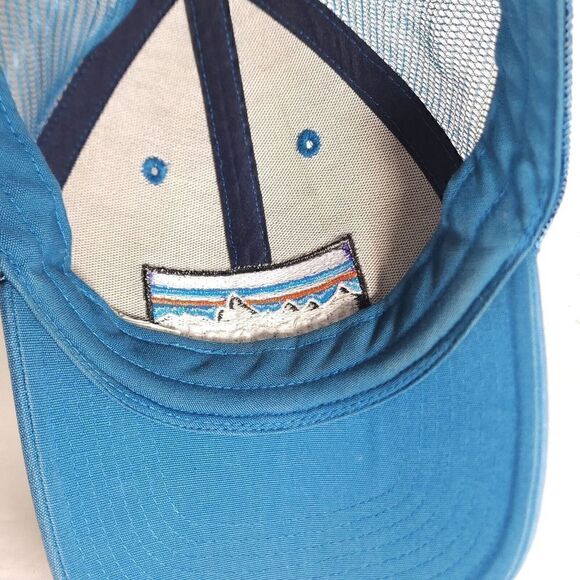 Patagonia Unisex P-6 Lopro Logo OS Blue Distressed Snapback Trucker Cap Hat - Picture 10 of 10